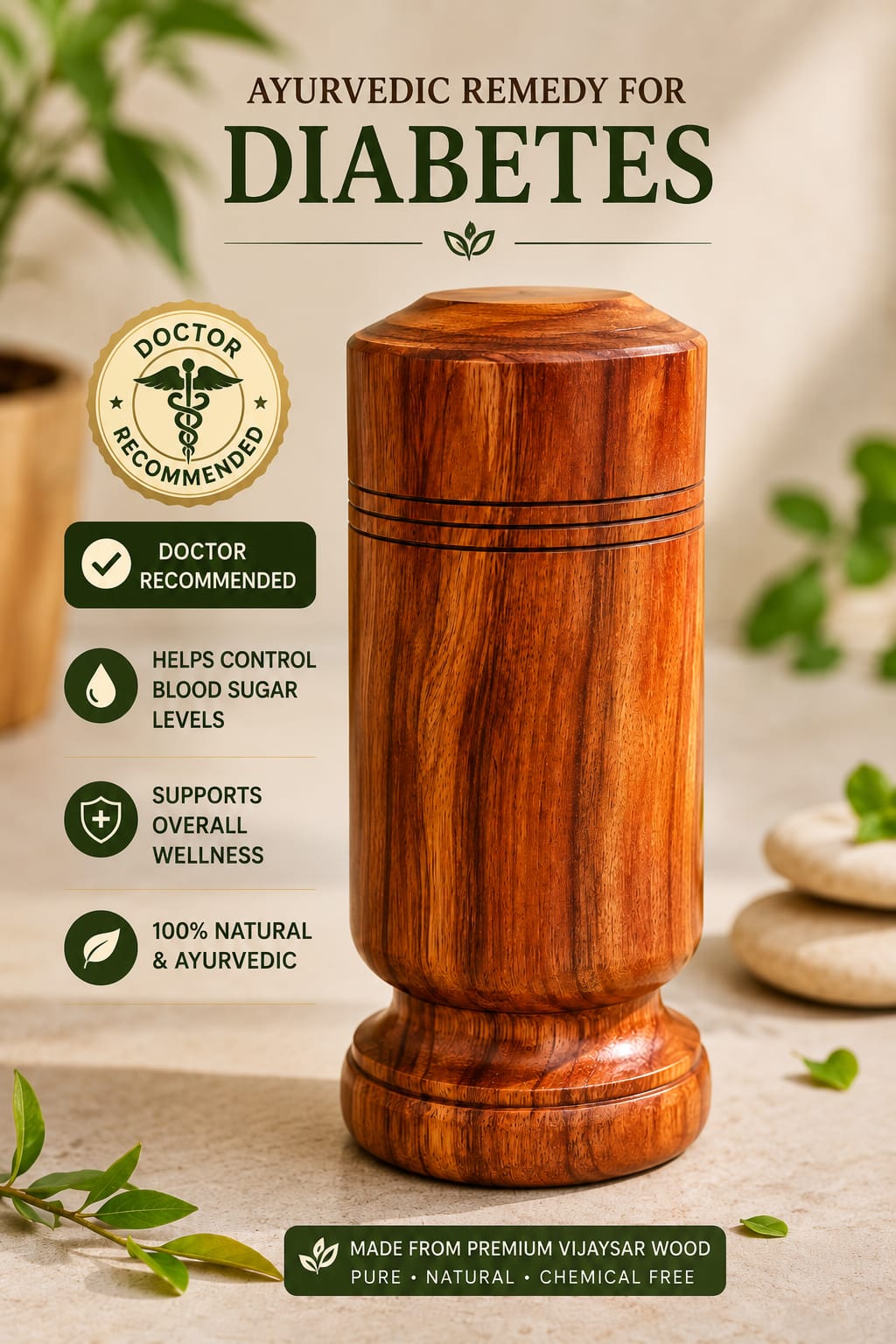 SUGAR Balance wooden water glass