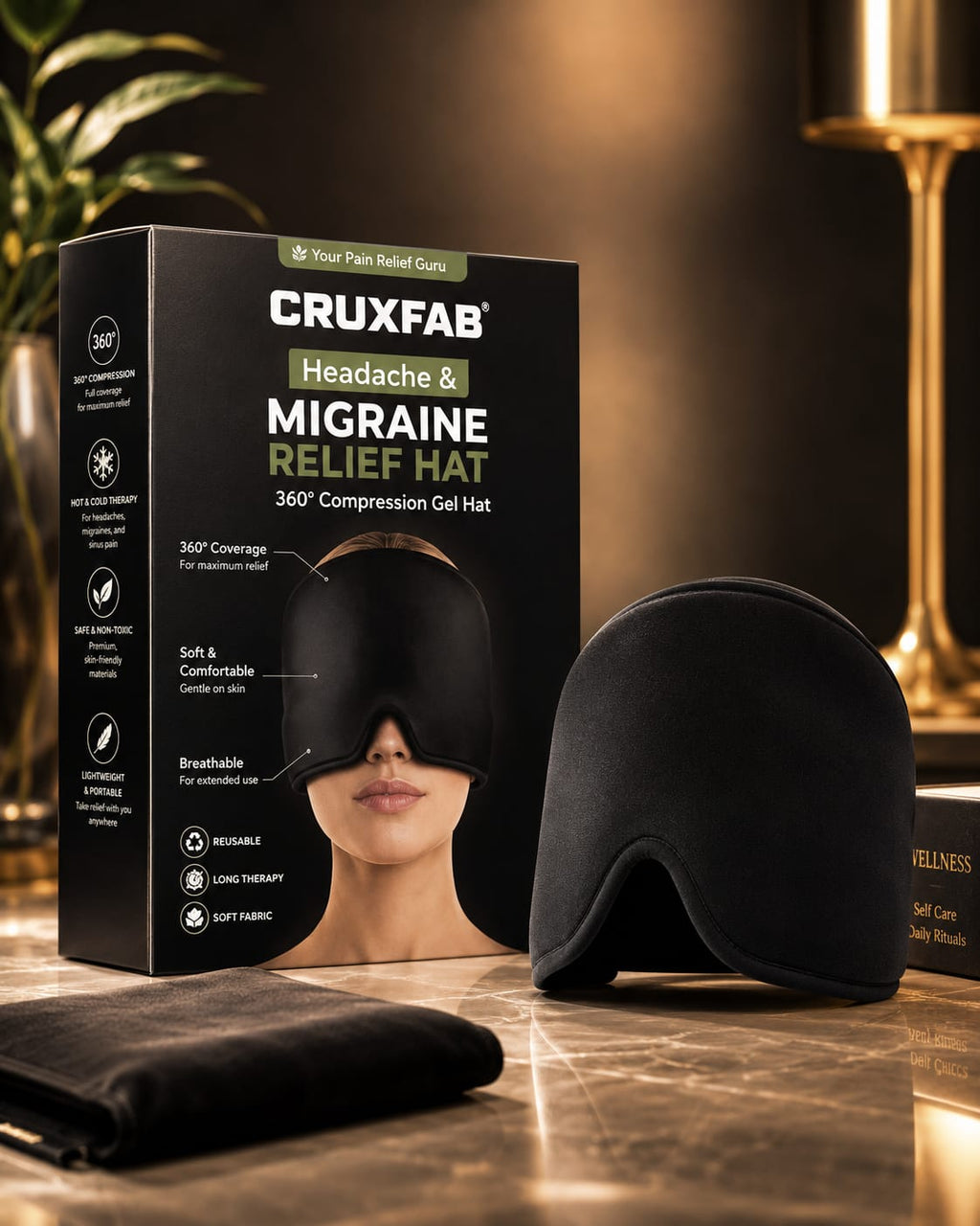 Migraine Relief Cap Headaches, Sinuses, Tension Relief Headache Relief Cap for Men & Women