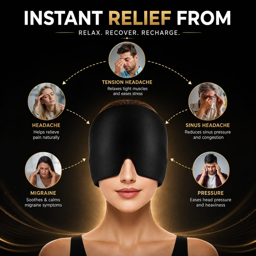 Migraine Relief Cap Headaches, Sinuses, Tension Relief Headache Relief Cap for Men & Women