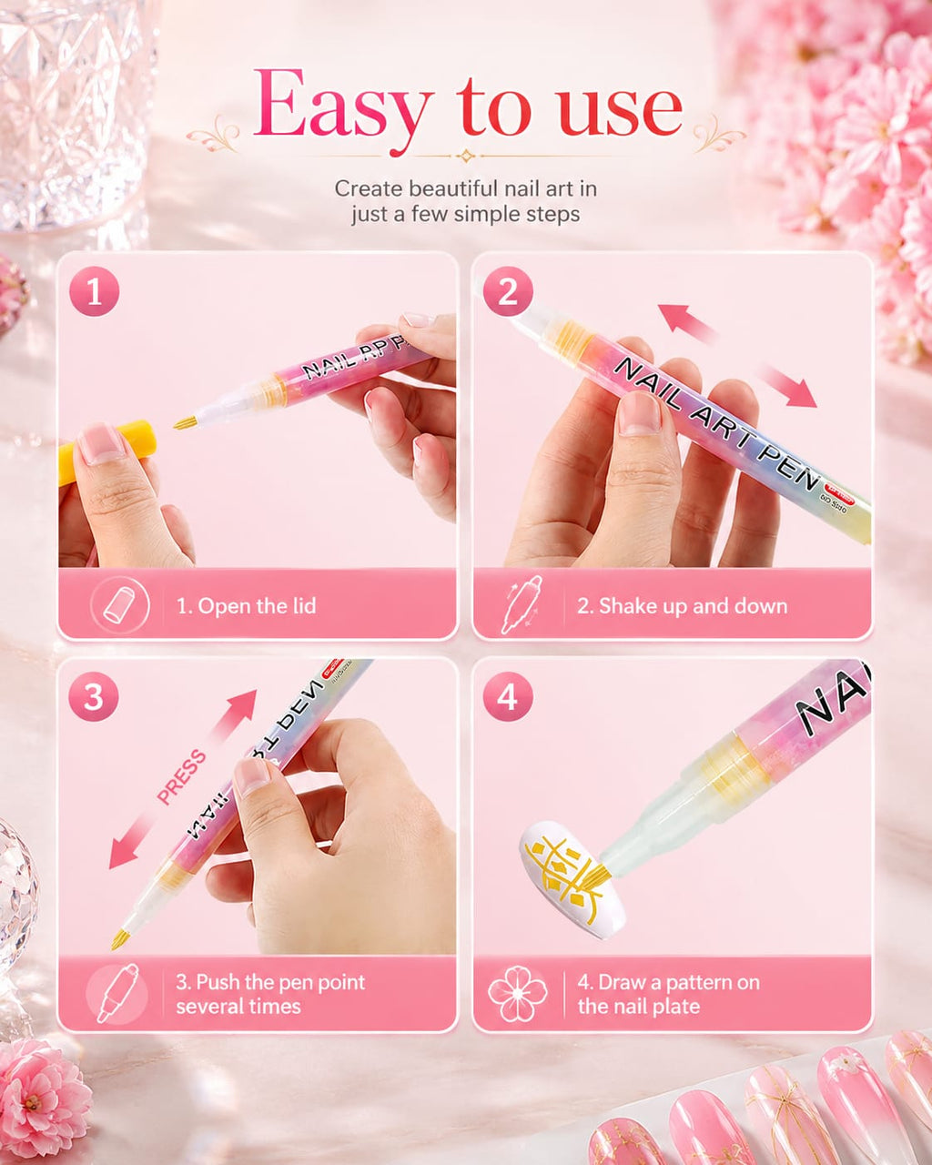 Nail Decore Pens Set of 12 Colors