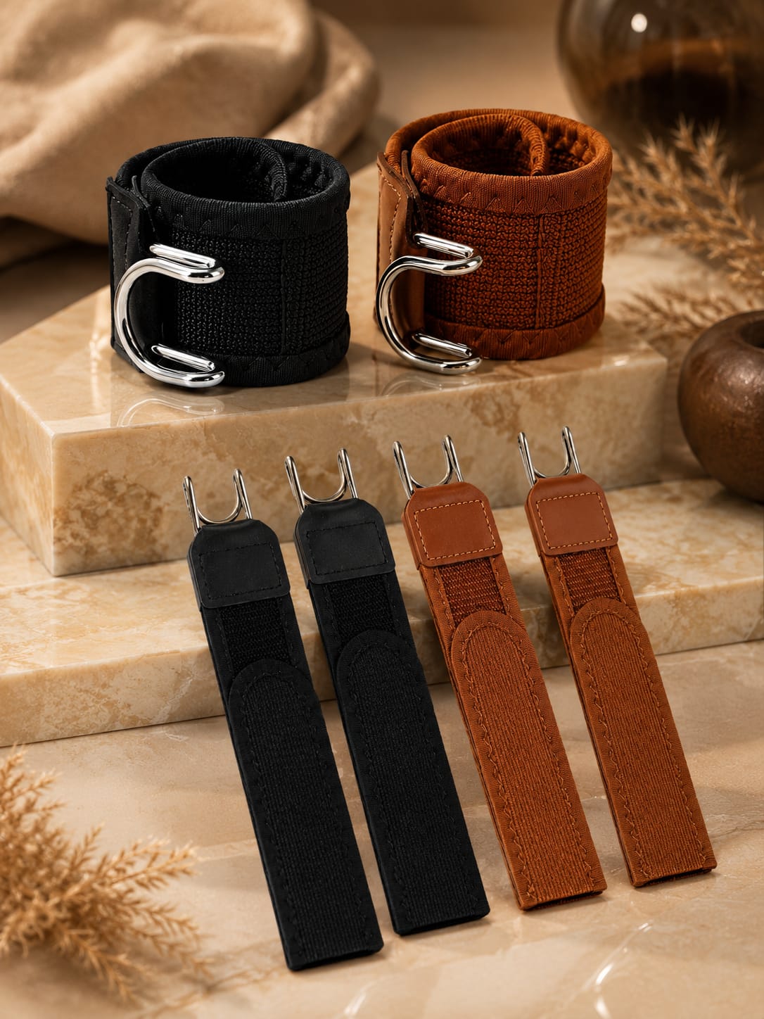 Metal Adjustable No Buckle Belts for Men and Women with Hook (2Pcs)