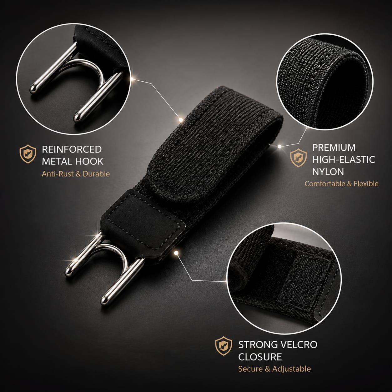 Metal Adjustable No Buckle Belts for Men and Women with Hook (2Pcs)