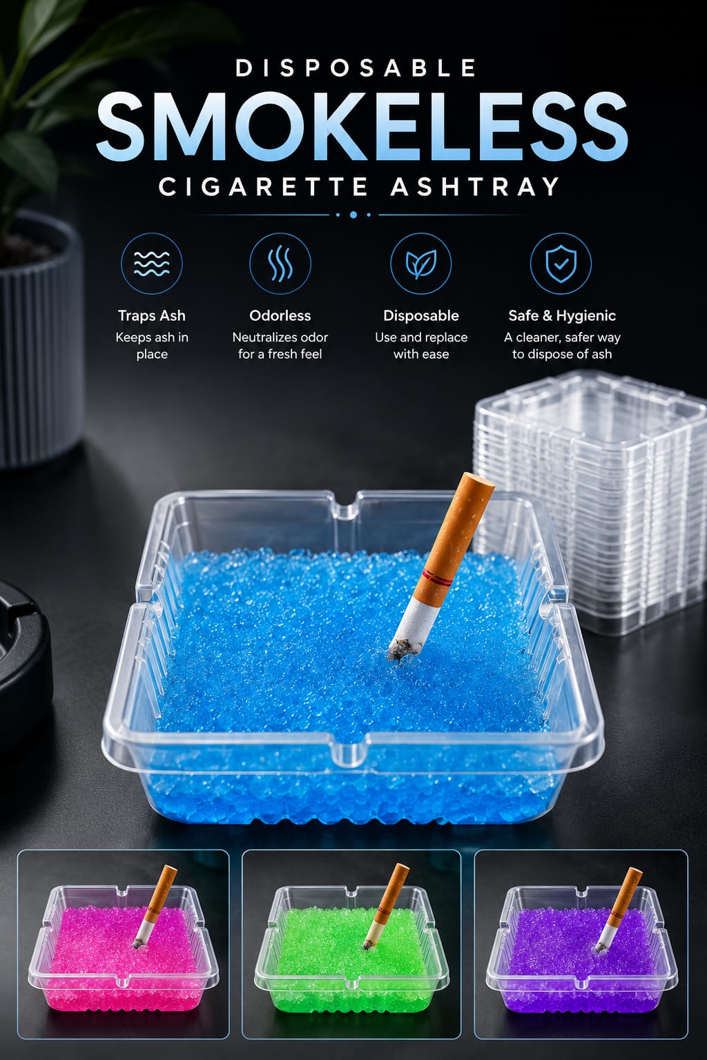 Disposable Smokeless Cigarette Ashtray Odorless (Pack of 5 )